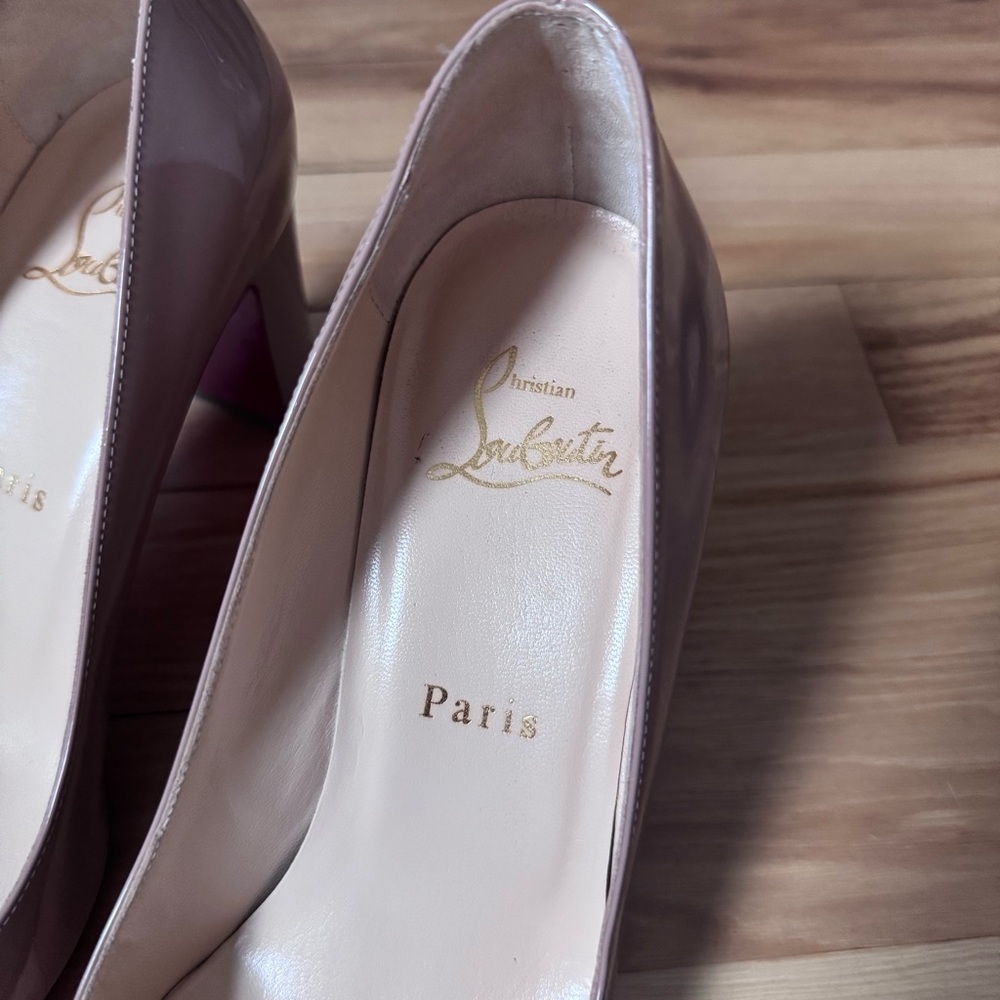Christian Louboutin Cadrilla 70mm Patent Nude Block Heel Pumps, size 36.5 - Picture 5 of 13